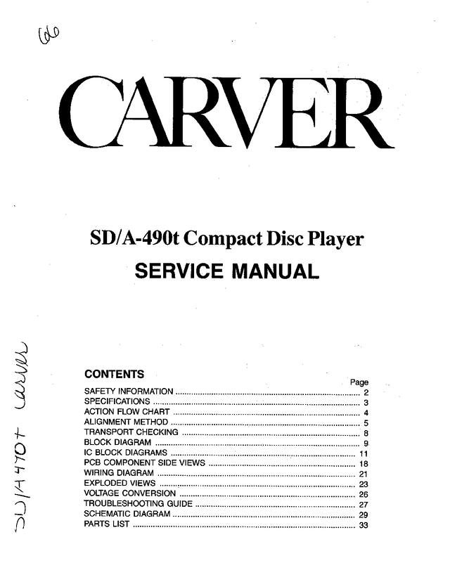 Carver CD   SDA490t Cd