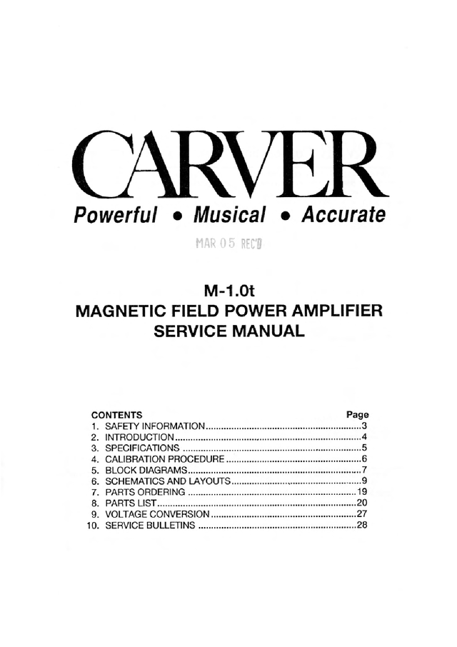 Manual Esquema Carver M1.0t - PDF Completo