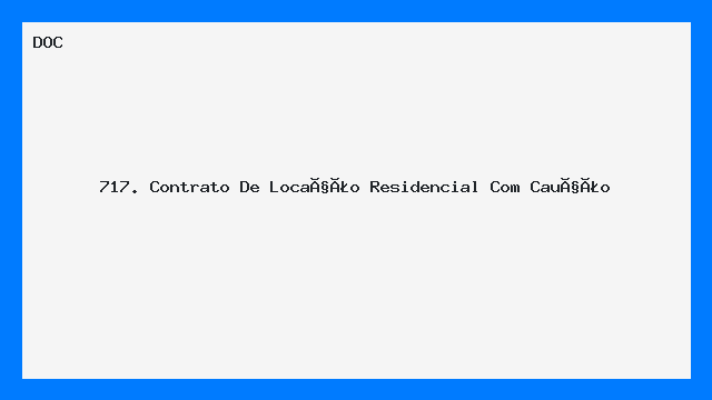 Contrato de Locação Residencial com Caução Modelo DOC