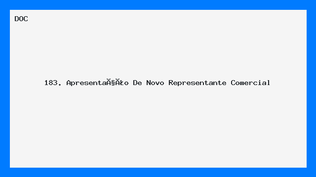 Apresentação Profissional de Novo Representante Comercial