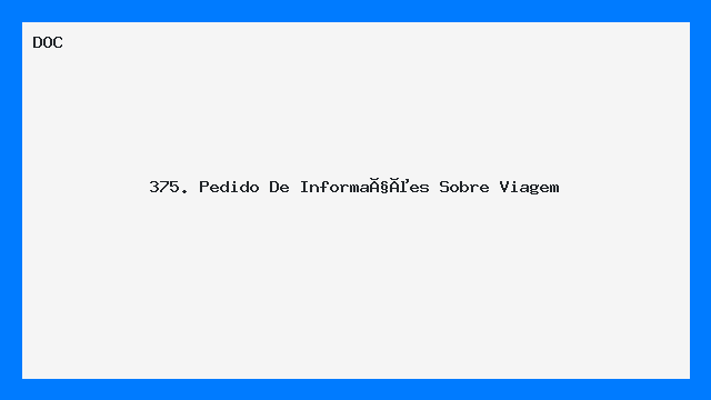 Pedido de Informações sobre Viagem Modelo DOC