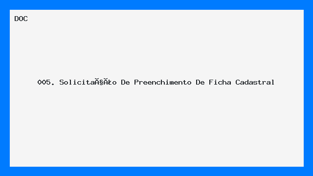 Solicitação de Preenchimento de Ficha Cadastral Modelo DOC
