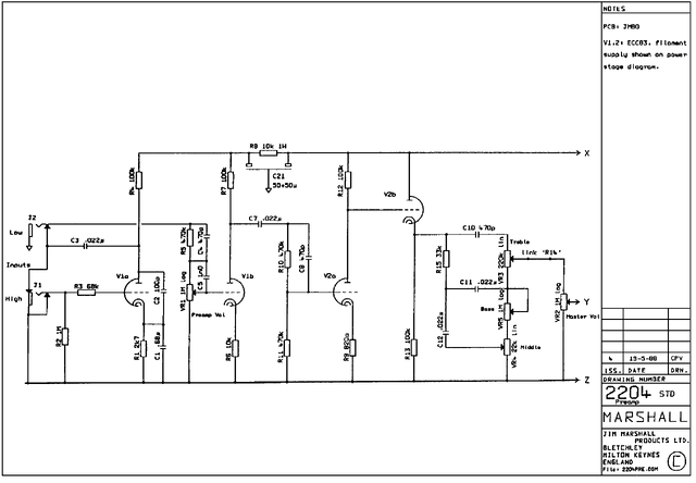 Esquema Marshall 50W 2204S PDF - Circuito Completo