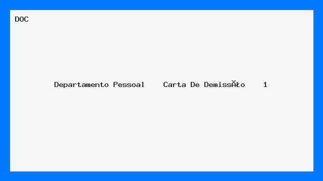 Modelo de Carta de Demissão Profissional - Departamento Pessoal