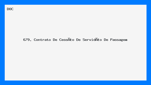 Contrato de Cessão de Servidão de Passagem - Modelo Pronto