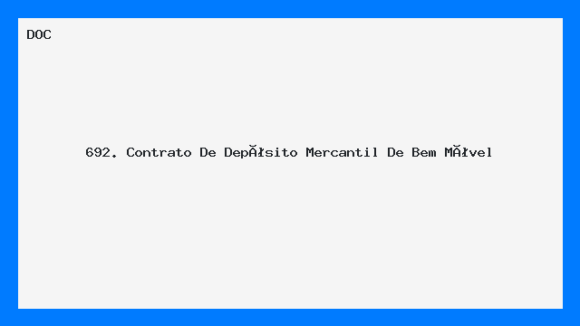 Contrato de Depósito Mercantil de Bem Móvel - Modelo  - Word