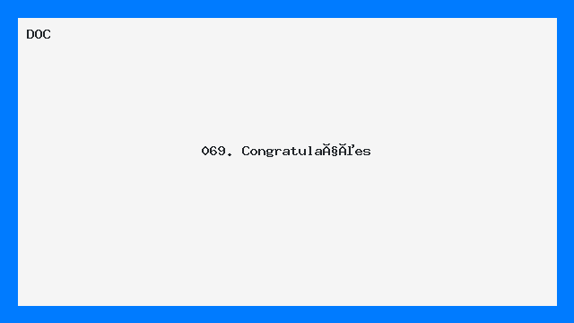 Modelo de Carta de Congratulações Profissional 069