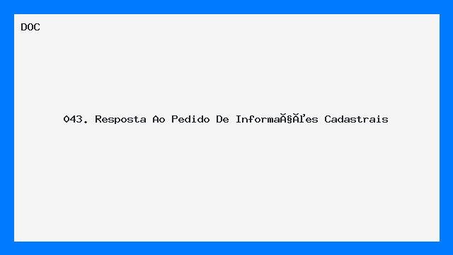 Resposta ao Pedido de Informações Cadastrais Modelo DOC