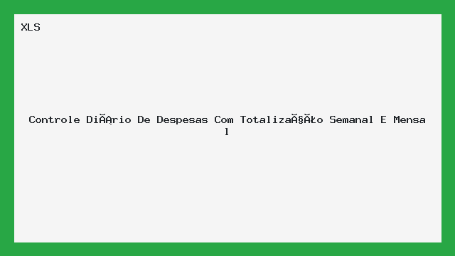 Planilha Controle Diário de Despesas com Totais Sema - Excel