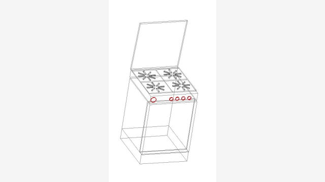 Modelo DWG 3D Fogão Profissional para Projetos