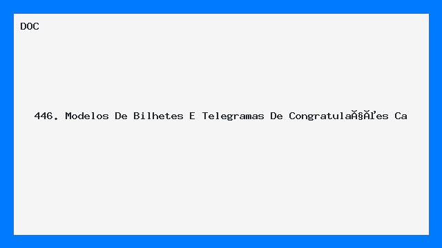 446. Modelos De Bilhetes E Telegramas De Congratulações   Ca