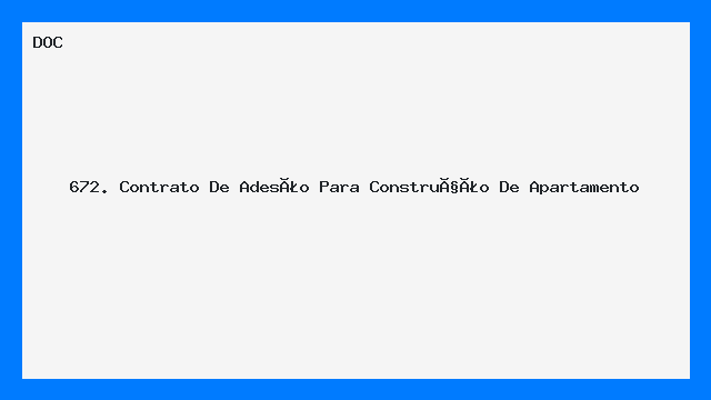 Contrato de Adesão para Construção de Apartamento DOC
