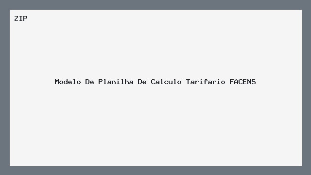 Modelo De Planilha De Calculo Tarifario FACENS