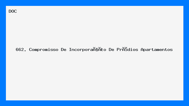 Compromisso de Incorporação de Prédios e Apartamentos - Modelo DOC