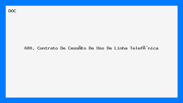 Contrato Cessão de Uso de Linha Telefônica (Modelo DOC)