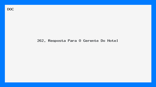 Resposta Profissional ao Gerente do Hotel Modelo DOC