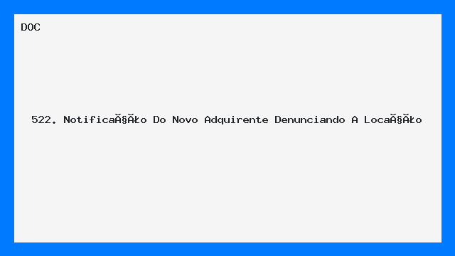 Notificação do Novo Adquirente Denunciando a Locação Modelo DOC