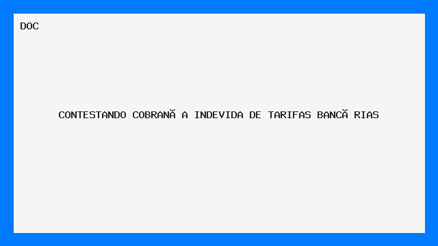 Modelo de Contestação de Cobrança de Tarifas Bancárias