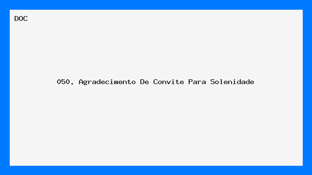 Agradecimento por Convite para Solenidade — Modelo DOC