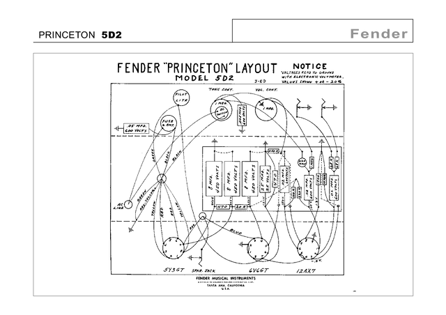 Esquema Fender Princeton 5D2 PDF - Manual Completo