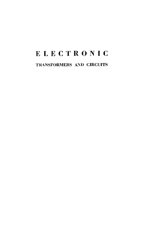 Lee 1955 Electronic Transformers And Circuits