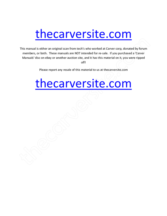 Manual Esquemático Carver M400 PDF - Serviço e Reparos