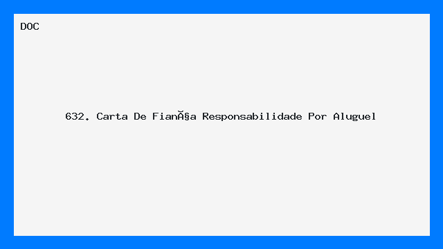 Carta de Fiança por Responsabilidade de Aluguel Modelo DOC