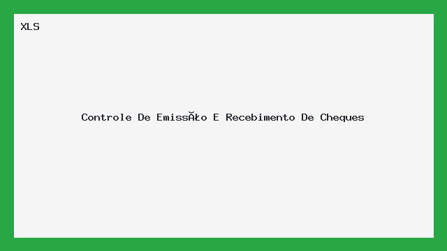 Controle De Emissão E Recebimento De Cheques - Excel