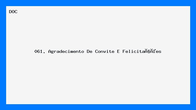 Agradecimento por Convite e Felicitações Modelo Pronto