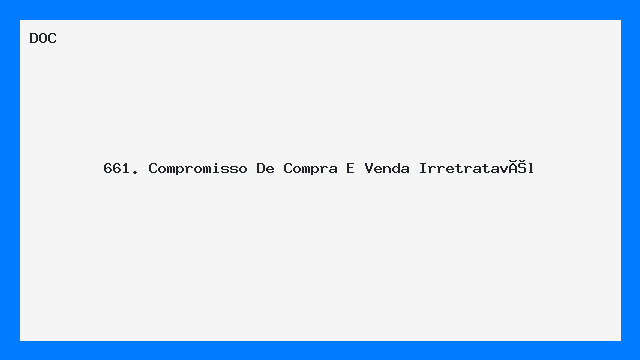 Compromisso de Compra e Venda Irretratável - Modelo DOC