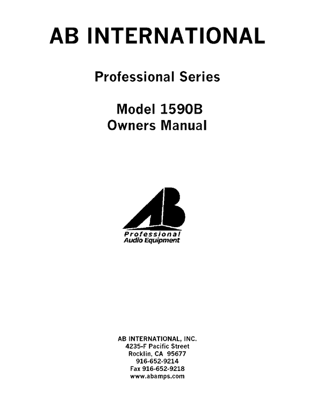 Ab International Amplificador 1590b   Manual