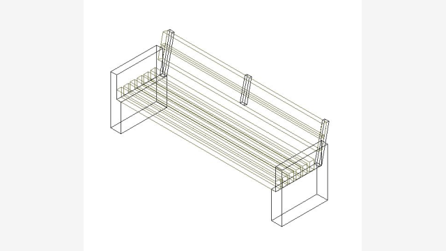 Banco urbano 3D DWG — modelo detalhado