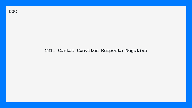 181. Cartas Convites   Resposta Negativa