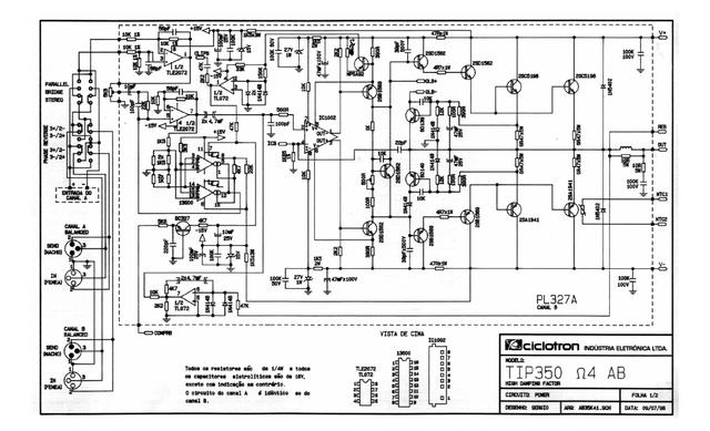 Esquema Completo Amplificador TIP350 Ciclotron 4H AB