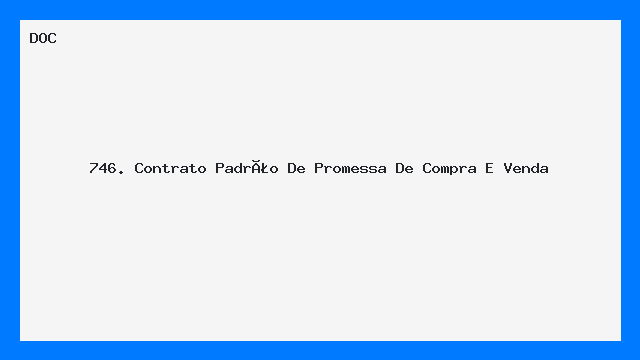 Contrato Padrão de Promessa de Compra e Venda Modelo DOC