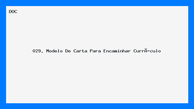 Modelo de Carta para Encaminhar Currículo Profissiona Word