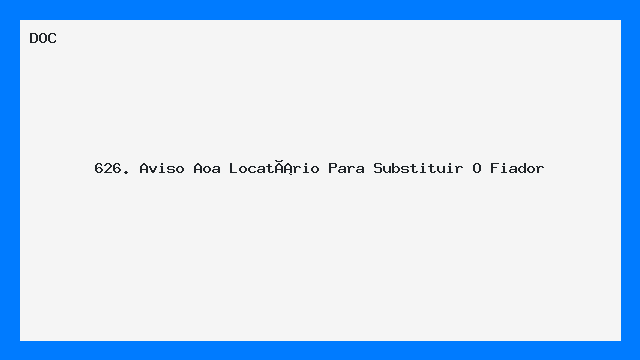 Aviso ao Locatário para Substituição de Fiador Modelo DOC