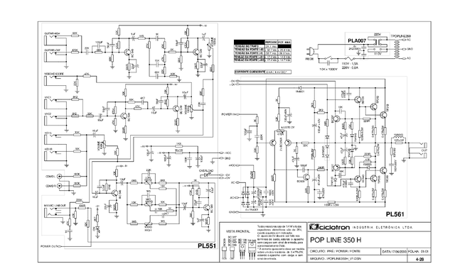 Esquema Ciclotron Pop Line 350 H — Amplificador PDF
