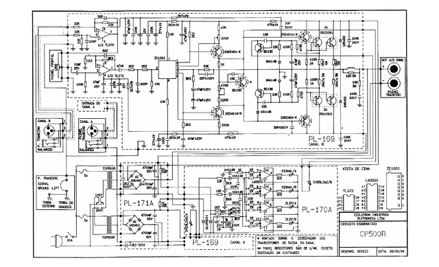 Esquema Amplificador Ciclotron CP-500R - PDF Técnico