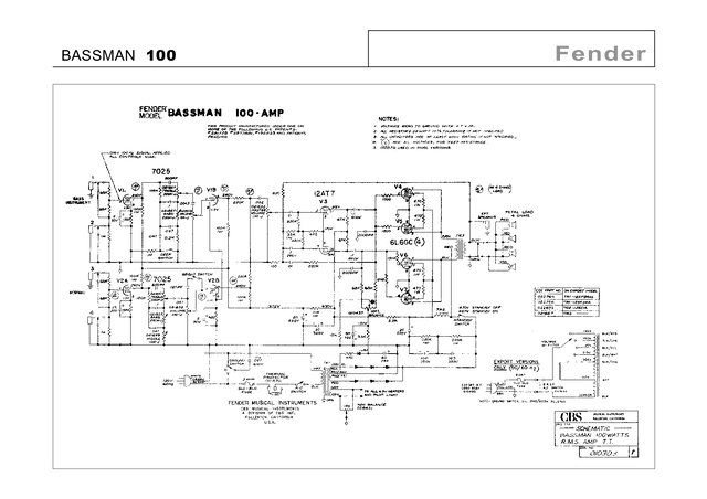 Manual Esquemático Fender BASSMAN 100 PDF