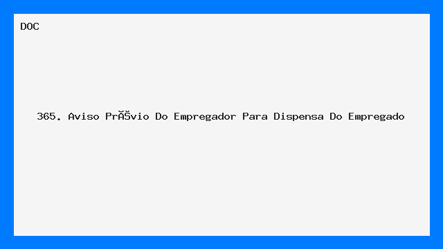 Aviso Prévio do Empregador para Dispensa do Empregado Modelo DOC