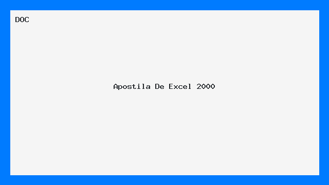 Apostila Completa de Excel 2000 - Guia Prático DOC