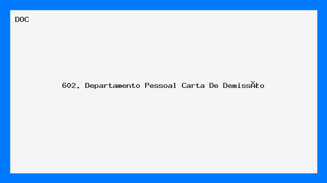 Carta de Demissão Modelo para Departamento Pessoal DOC