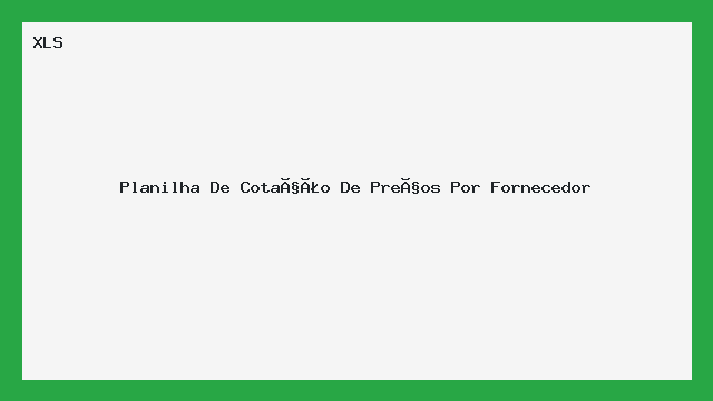 Planilha de Cotação de Preços por Fornecedor XLS