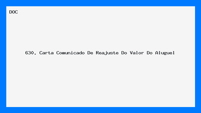 Carta de Reajuste de Valor do Aluguel Modelo Pronto
