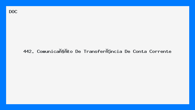 Comunicação de Transferência de Conta Corrente Modelo DOC
