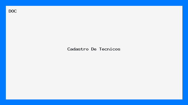 Cadastro De Tecnicos