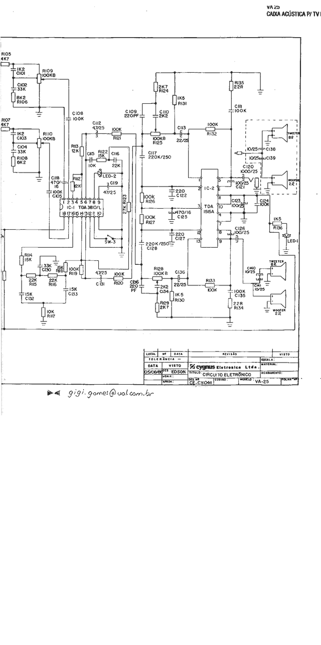 Manual Técnico Cygnus CA-VA25 PDF - Caixa Amplificada