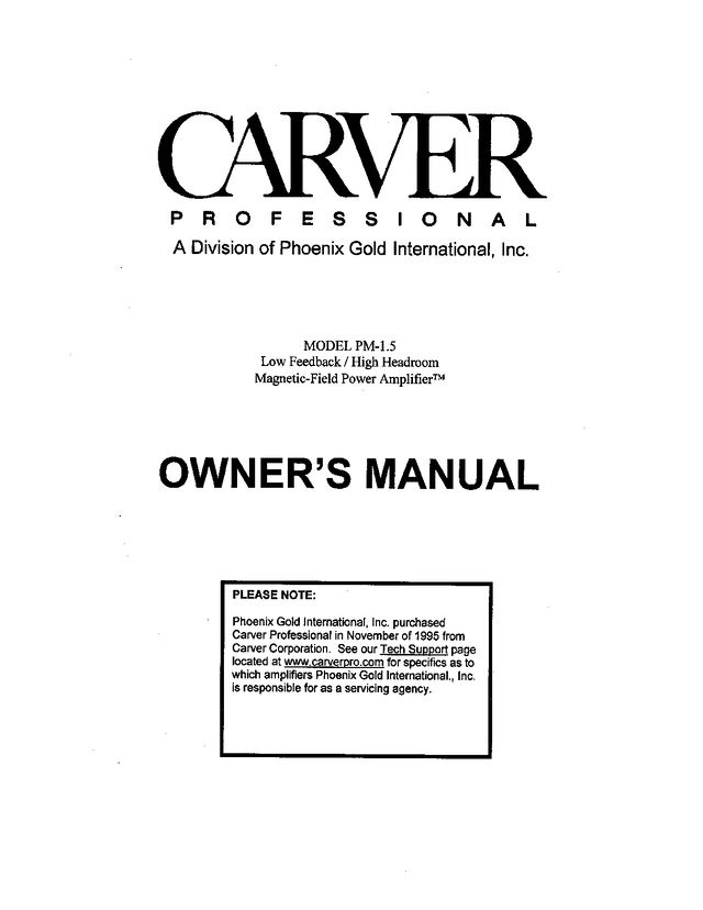 Carver Amplificador Pm1.5 Pwr Om
