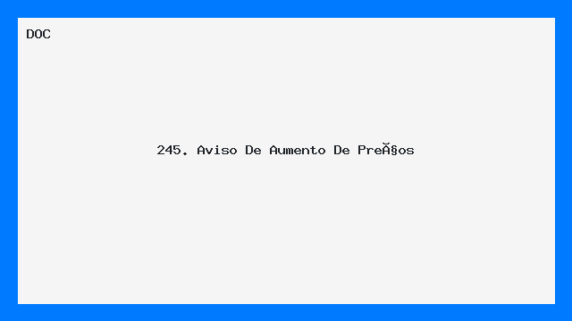 Aviso de Aumento de Preços Modelo DOC Profissional